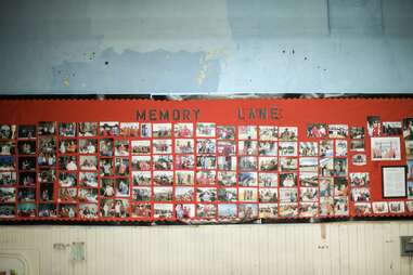 a poster display of photographs titled "Memory Lane" 