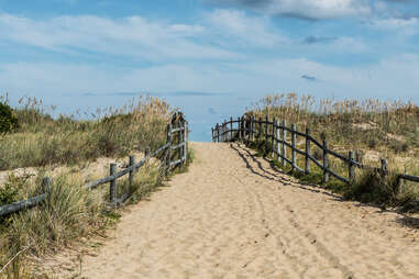 Wide open beach pathway at Sandbridge beach in Virginia Beach, Virginia