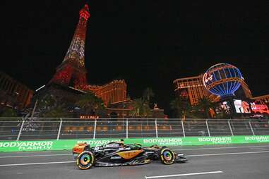 McLaren's Australian driver Oscar Piastri races during the third practice session for the Las Vegas Formula One Grand Prix on November 17, 2023, in Las Vegas, Nevada