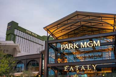 exterior of eataly las vegas with the park mgm hotel in the background