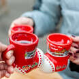 mulled wine mugs at a christmas market