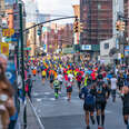 Marathoners running through Greenpoint, Brooklyn