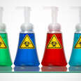 colorful handsoaps with toxic labels