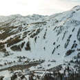 ski runs and chairlifts from above at mammoth mountain in california