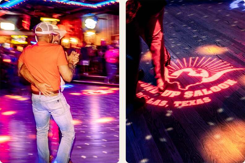 Line dancing at Round-Up Saloon